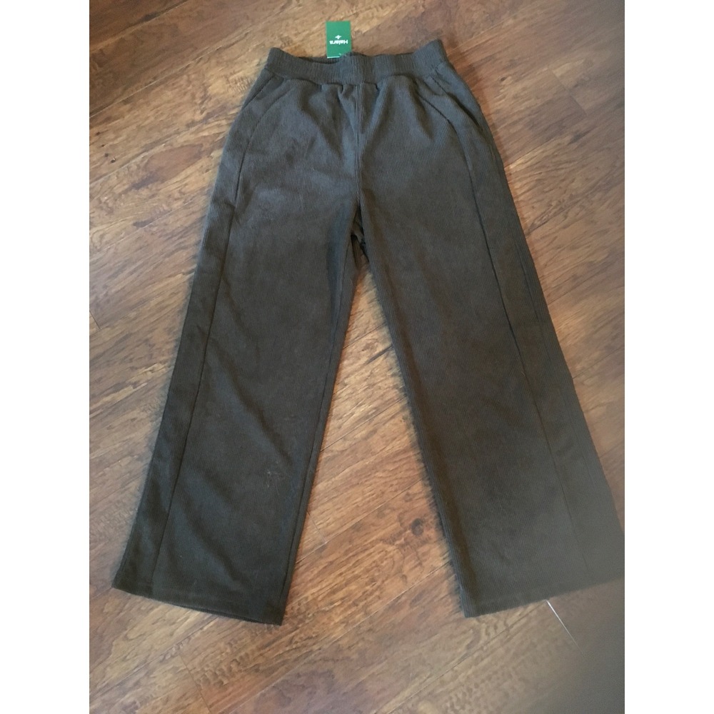 Halara Dark Brown Corduroy Wide Leg High Waisted Pants Size M Regular NEW